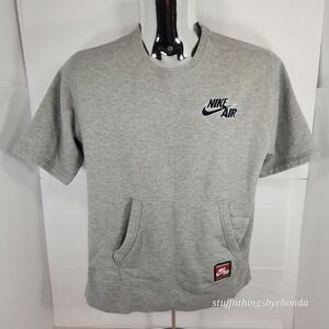 Nike Sportswear Air Crew Short Sleeve Sweatshirt T Shirt  687047 063 Gray LG EUC